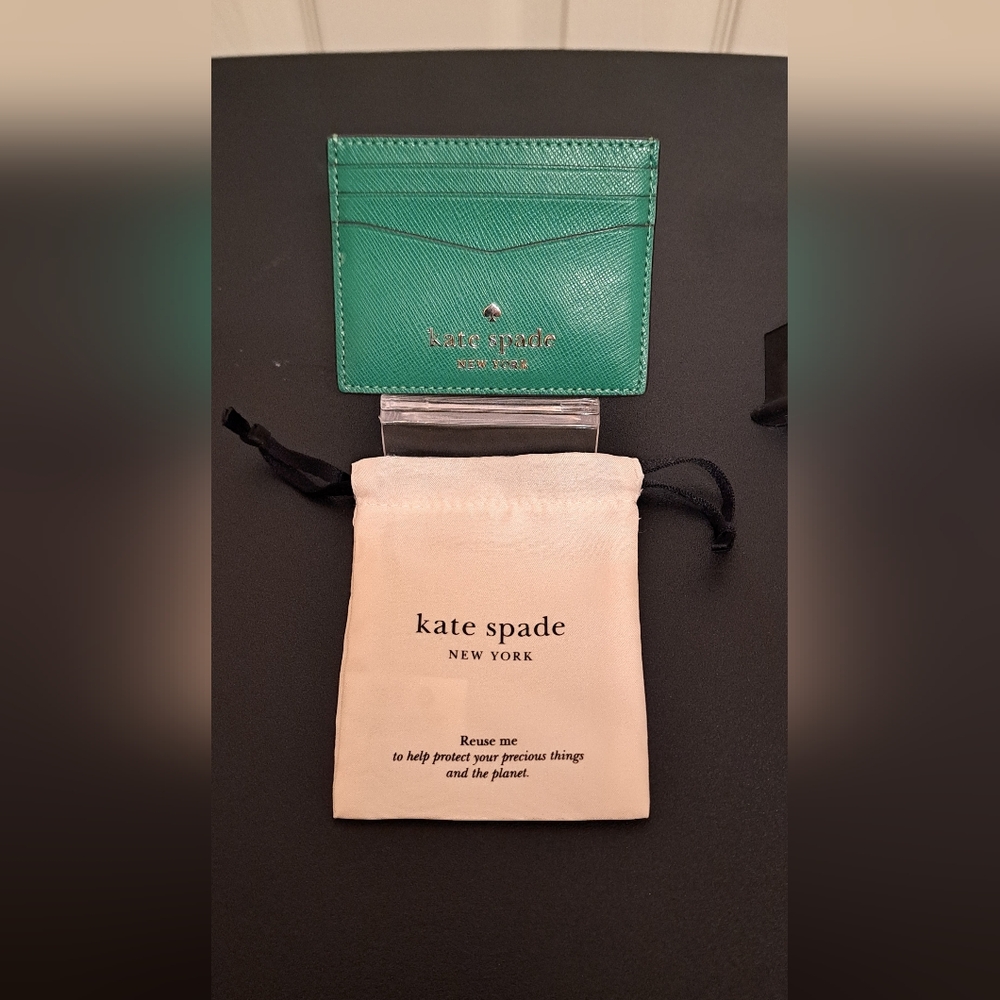 Kate Spade Emerald Card Holder with Dust Bag NWOT